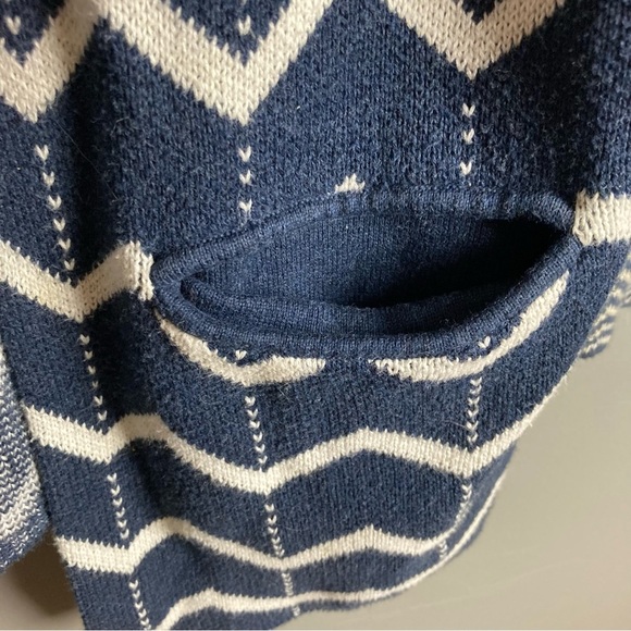 Margaret O'Leary Cardigan Chevron Stripes Blue & Winter White extra small Cotton - Picture 8 of 11